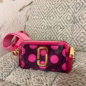 Marc Jacobs Hot Pink Polka Dot Vinyl Snapshot Crossbody
